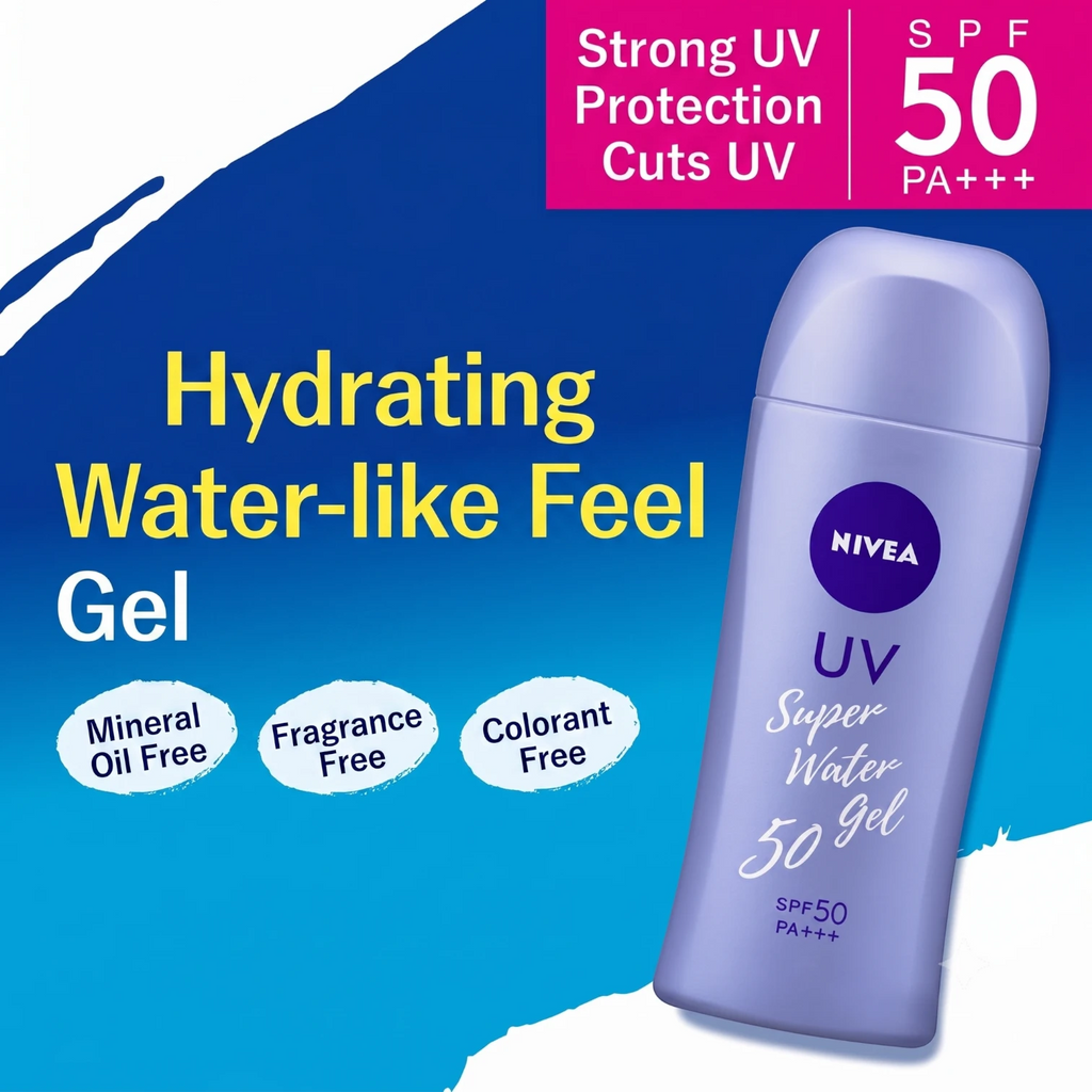 Nivea Sun Protect Super Water Gel 140g – Lightweight SPF50+ PA+++ Pump