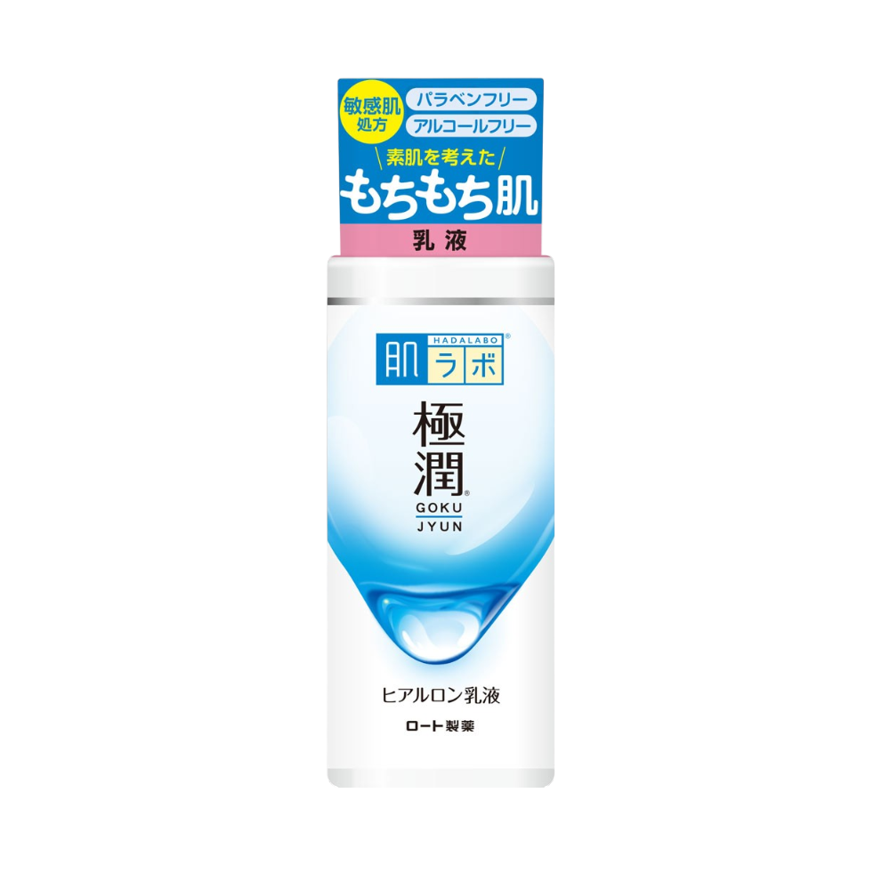 Hada Labo Gokujyun Hyaluronic Milky Lotion hydrating emulsion balancing moisture for a soft smooth and bright complexion, 140ml