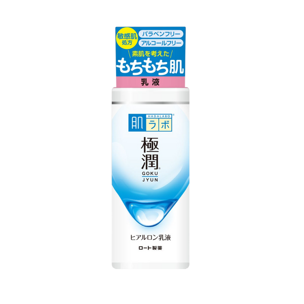 Hada Labo Gokujyun Hyaluronic Milky Lotion hydrating emulsion balancing moisture for a soft smooth and bright complexion, 140ml