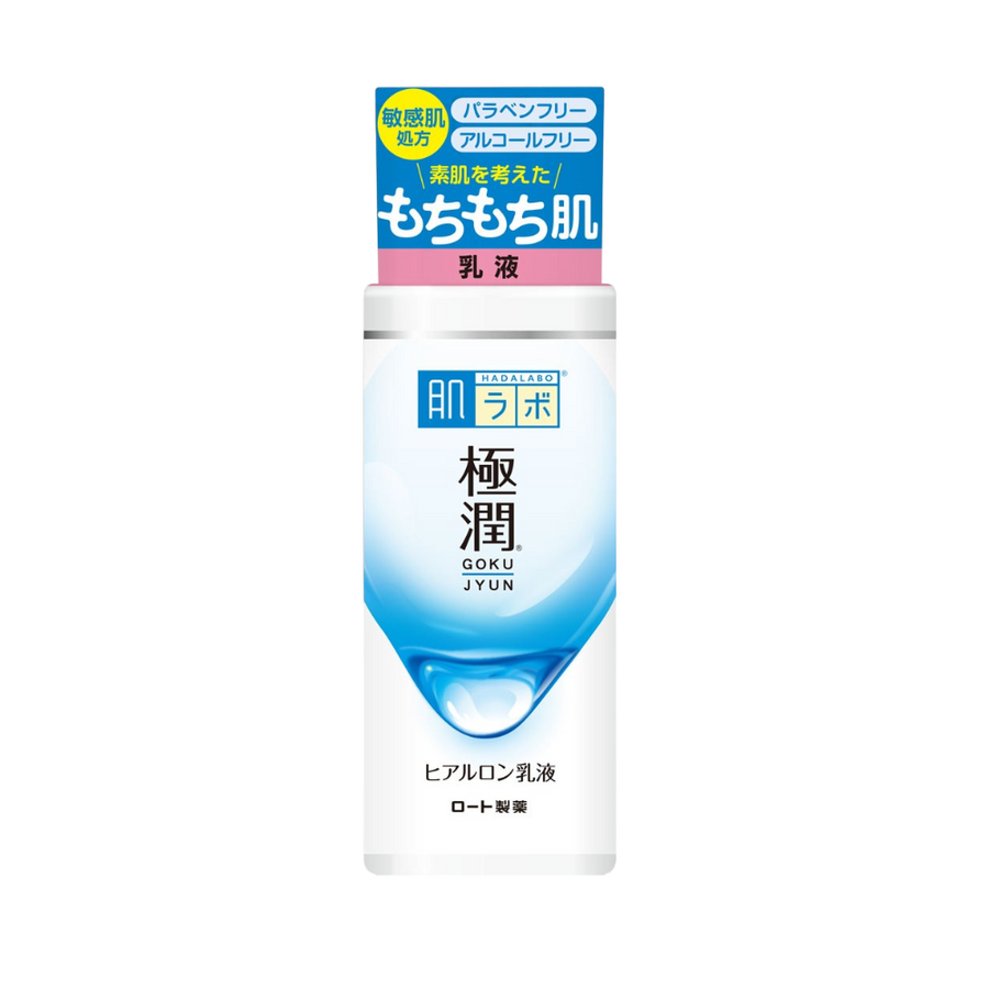 Hada Labo Gokujyun Hyaluronic Milky Lotion hydrating emulsion balancing moisture for a soft smooth and bright complexion, 140ml
