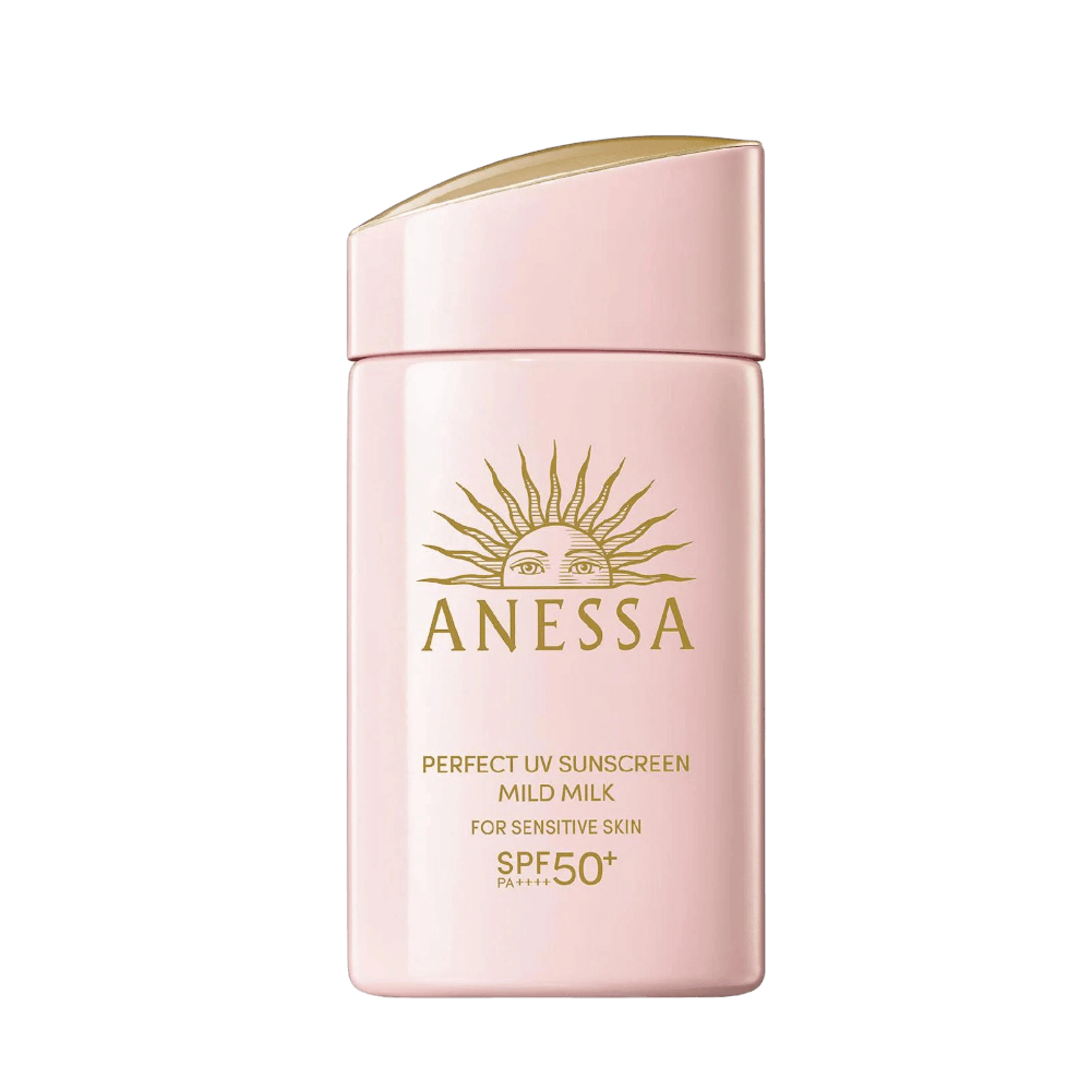Anessa Perfect UV Sunscreen Mild Milk SPF50+ 60ml gentle sunscreen for sensitive skin with smooth milk texture and strong UV protection