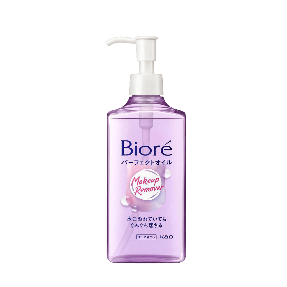 Bioré Makeup Remover Perfect Oil dissolving waterproof mascara and melting away pore impurities for bright skin, 230ml