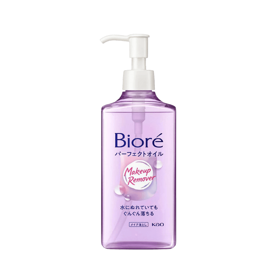 Bioré Makeup Remover Perfect Oil dissolving waterproof mascara and melting away pore impurities for bright skin, 230ml