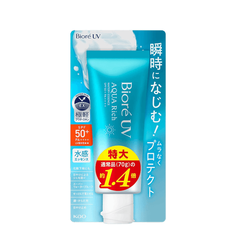 Biore UV Aqua Rich Watery Essence SPF50+ PA++++ Big Size 100g lightweight essence sunscreen with strong UV protection and fresh watery texture