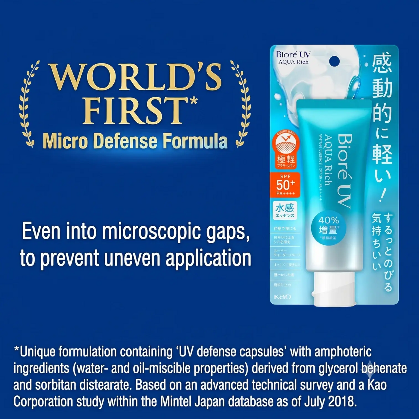 Biore UV Aqua Rich Watery Essence 70g - Lightweight Sunscreen SPF50+ PA++++