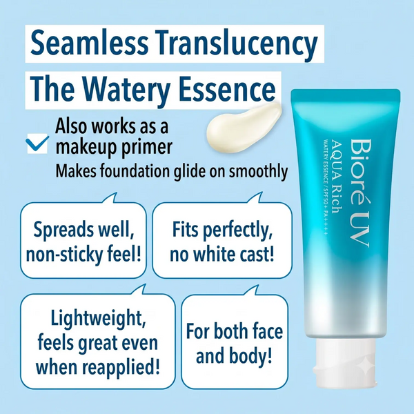 Biore UV Aqua Rich Watery Essence 70g – Lightweight Sunscreen SPF50+ PA++++