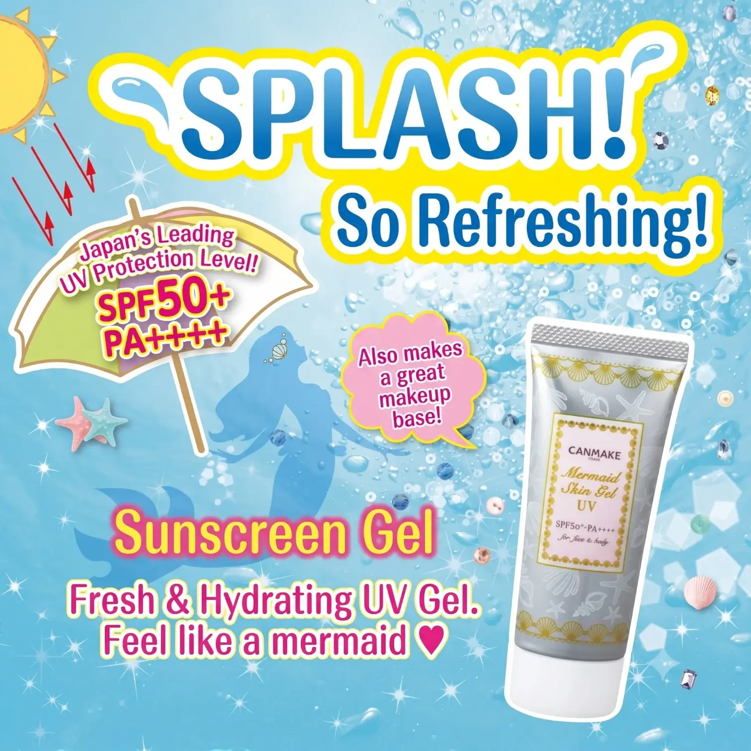 Canmake Mermaid Skin Gel UV SPF50+ PA++++ 40g – Hydrating Sunscreen