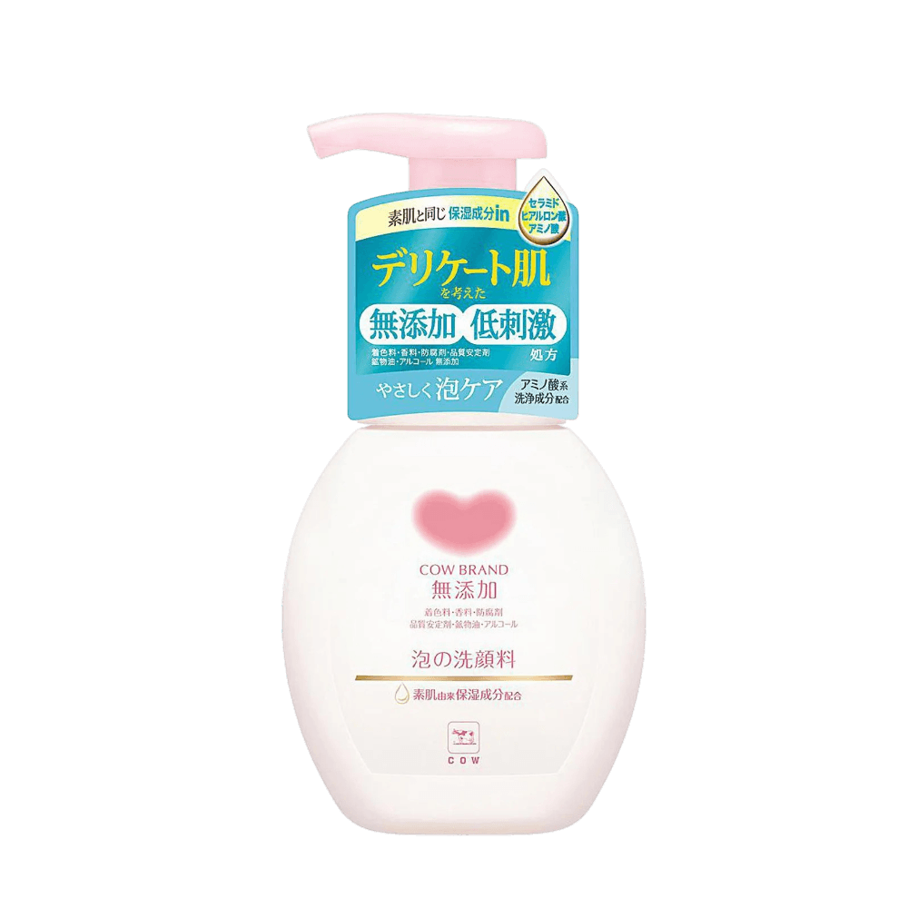 Cow Brand Mutenka Foaming Facial Wash gentle amino acid cleanser for sensitive skin hydration, 160ml pump
