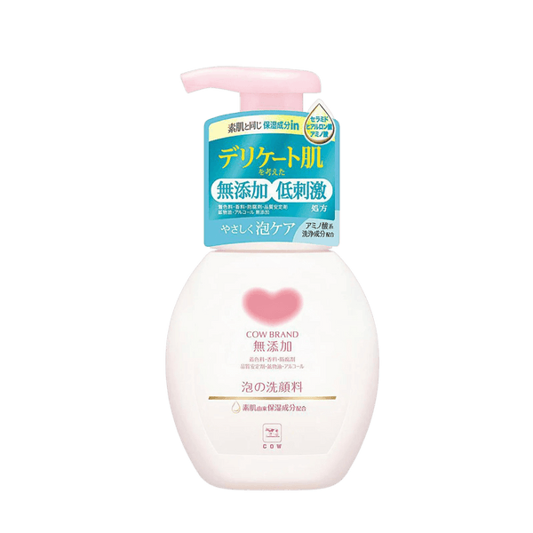 Cow Brand Mutenka Foaming Facial Wash gentle amino acid cleanser for sensitive skin hydration, 160ml pump