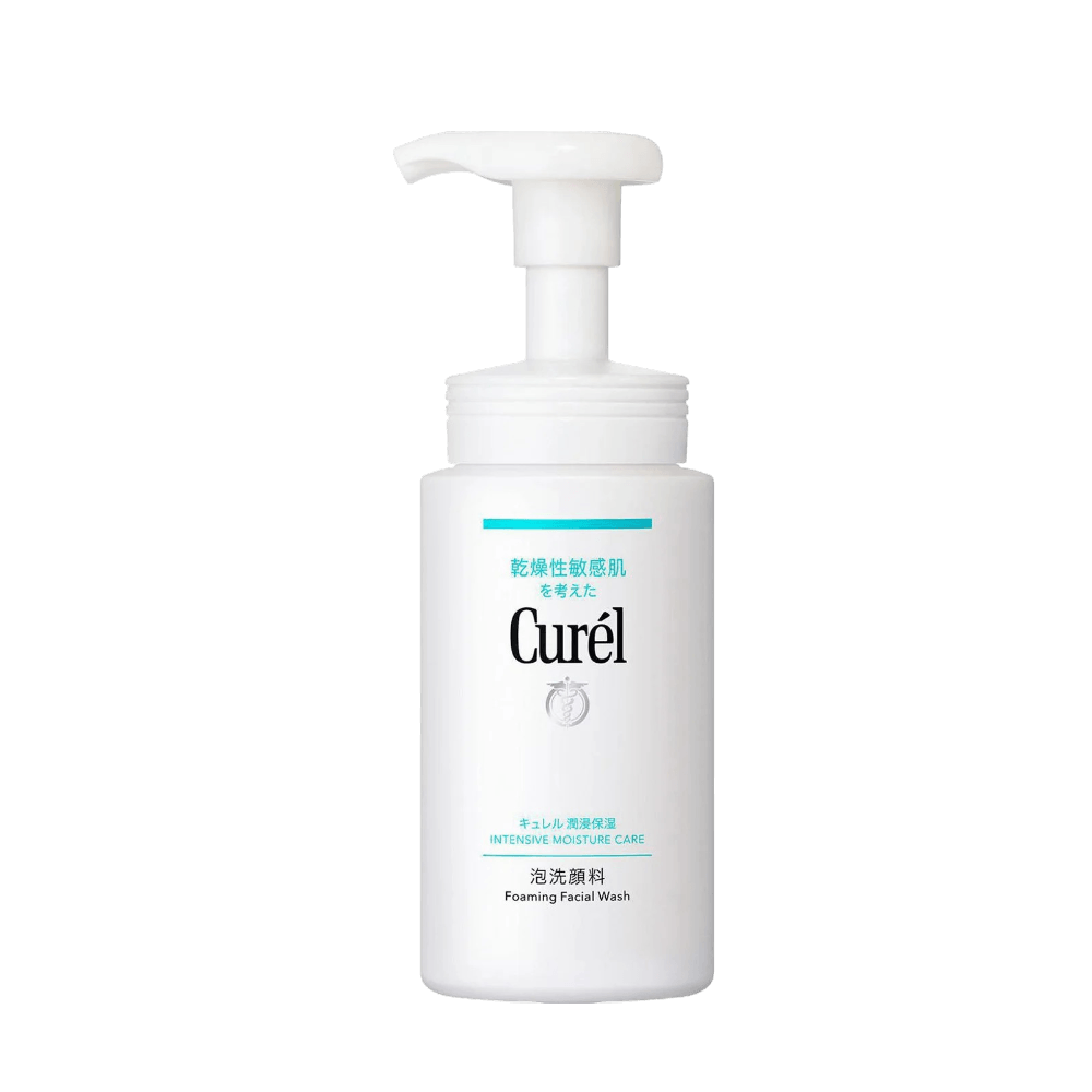 Curél Foaming Facial Wash sensitive skin cleanser protecting natural ceramides and calming dryness, 150ml pump