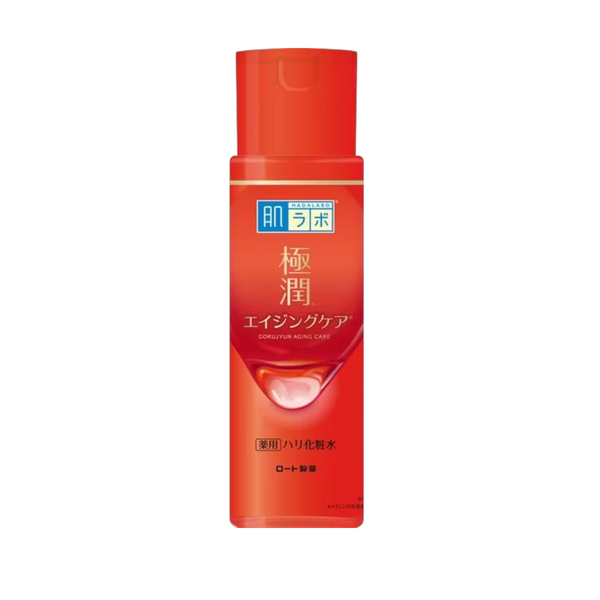 Hada Labo Gokujyun Medicated Aging Care Lotion using niacinamide to improve wrinkles and promote firm bright skin, 170ml