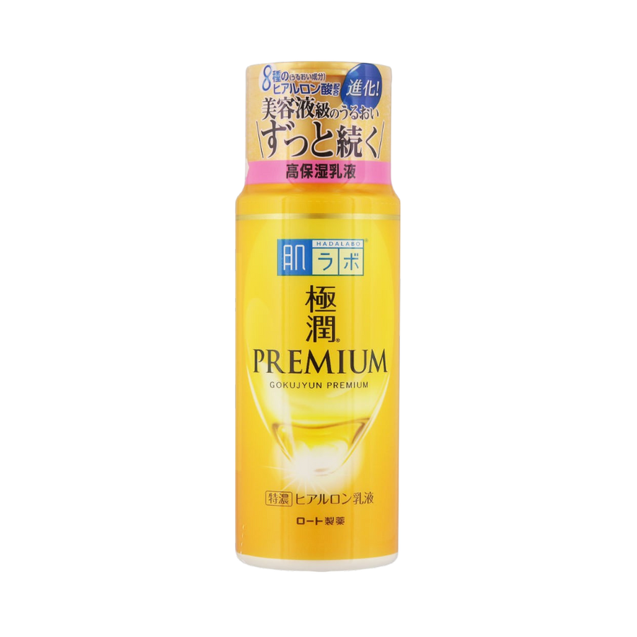 Hada Labo Gokujyun Premium Hyaluronic Milky Lotion ultra-hydrating emulsion to lock in moisture for plump bright skin, 140ml