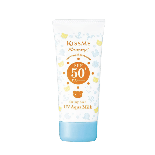 Isehan Kiss Me Mommy UV Aqua Milk SPF50+ PA++++ 50g gentle sunscreen for sensitive skin and kids with lightweight milk texture and strong UV protection