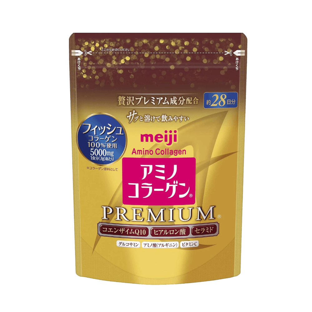 Meiji Amino Collagen Premium Japanese Powder for skin anti-aging and joint support