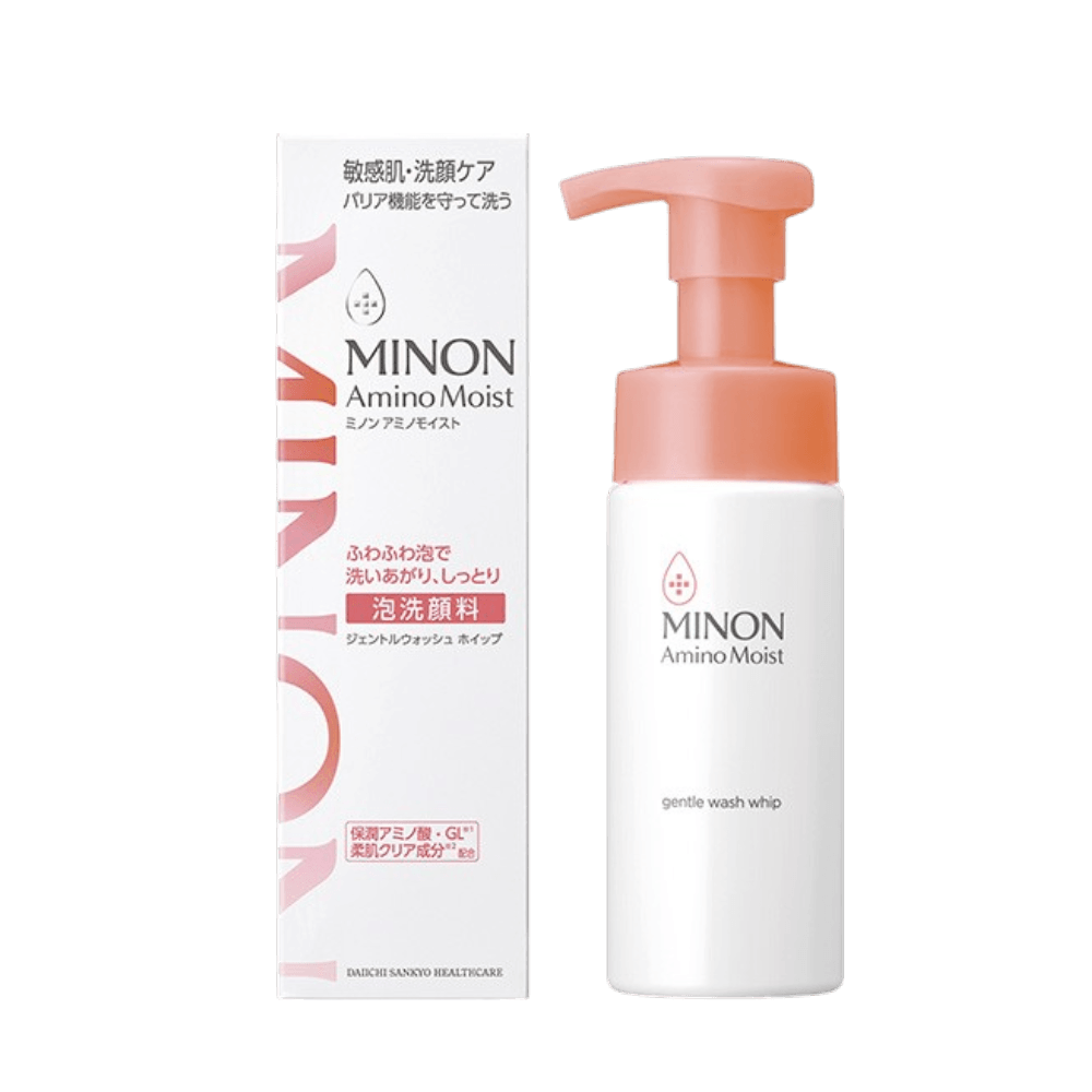 Minon Amino Moist Gentle Wash Whip 150ml mild foaming facial cleanser for sensitive skin with amino acid based formula for gentle hydration and cleansing
