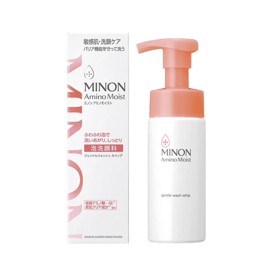 Minon Amino Moist Gentle Wash Whip 150ml mild foaming facial cleanser for sensitive skin with amino acid based formula for gentle hydration and cleansing