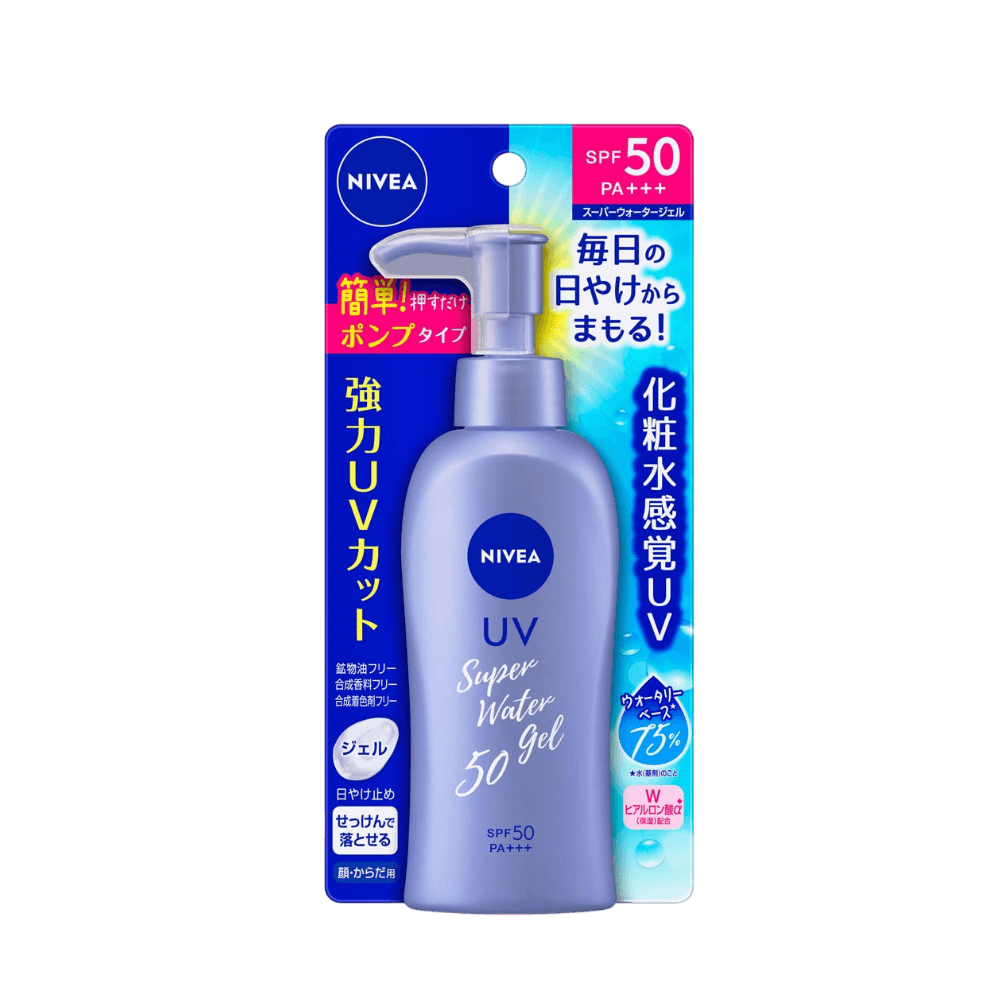 Nivea Sun Protect Super Water Gel Sunscreen Pump Bottle SPF50+ PA+++ 140g lightweight watery gel sunscreen in pump bottle with strong UV protection