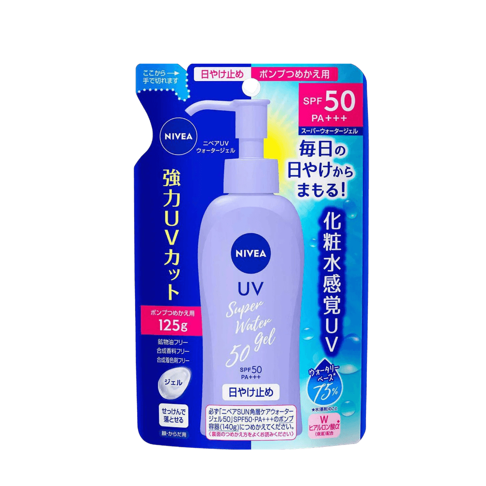 Nivea Sun Protect Super Water Gel Sunscreen Refill SPF50+ PA+++ 125g lightweight refill sunscreen with watery gel texture and strong UV protection