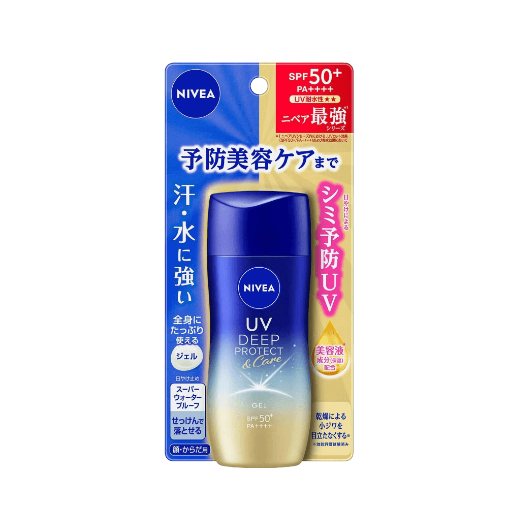 Nivea UV Deep Protect Care Gel Sunscreen SPF50+ PA++++ 80g lightweight gel sunscreen with strong UV protection and skincare benefits