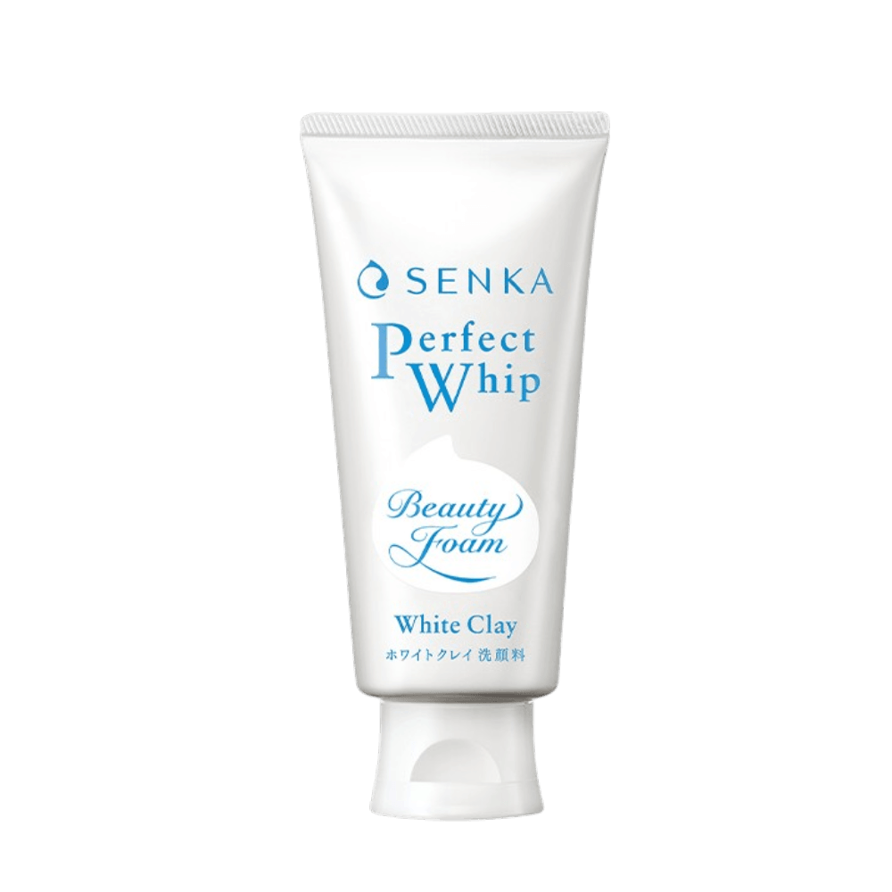 Senka Perfect Whip White Clay facial cleanser deep cleaning pores and promoting bright glowing skin, 120g