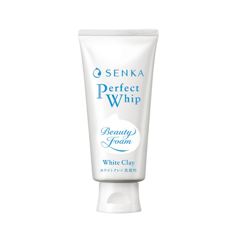 Senka Perfect Whip White Clay facial cleanser deep cleaning pores and promoting bright glowing skin, 120g