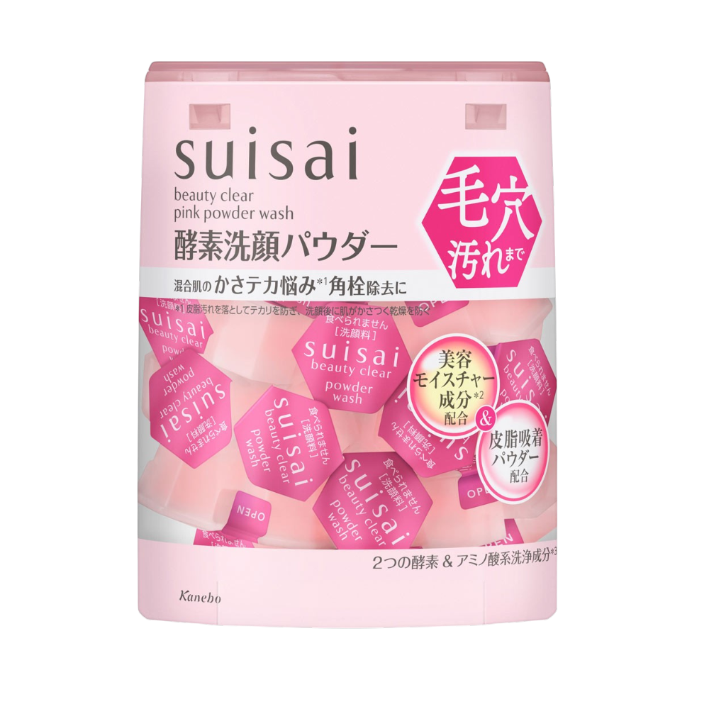 Suisai Beauty Clear Pink Powder Wash enzyme cleanser balancing oil and hydration for smooth bright skin